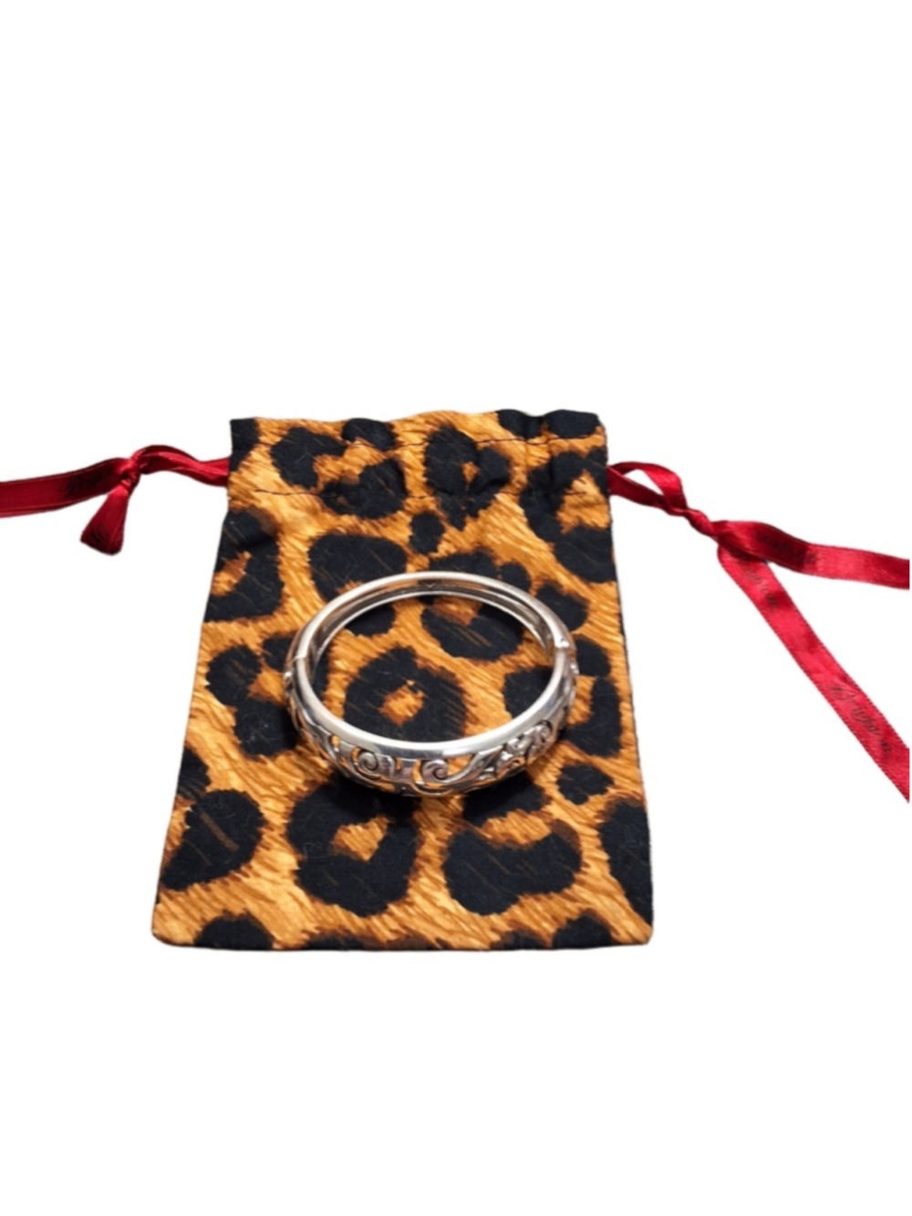 Brighton Contempo Collection Silver Scroll Hinged Bangle Bracelet with Dustbag